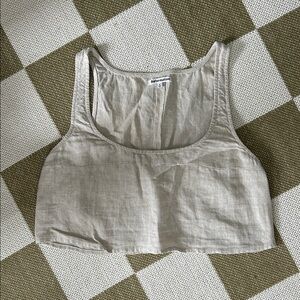 Reformation Beige Linen Crop Tank